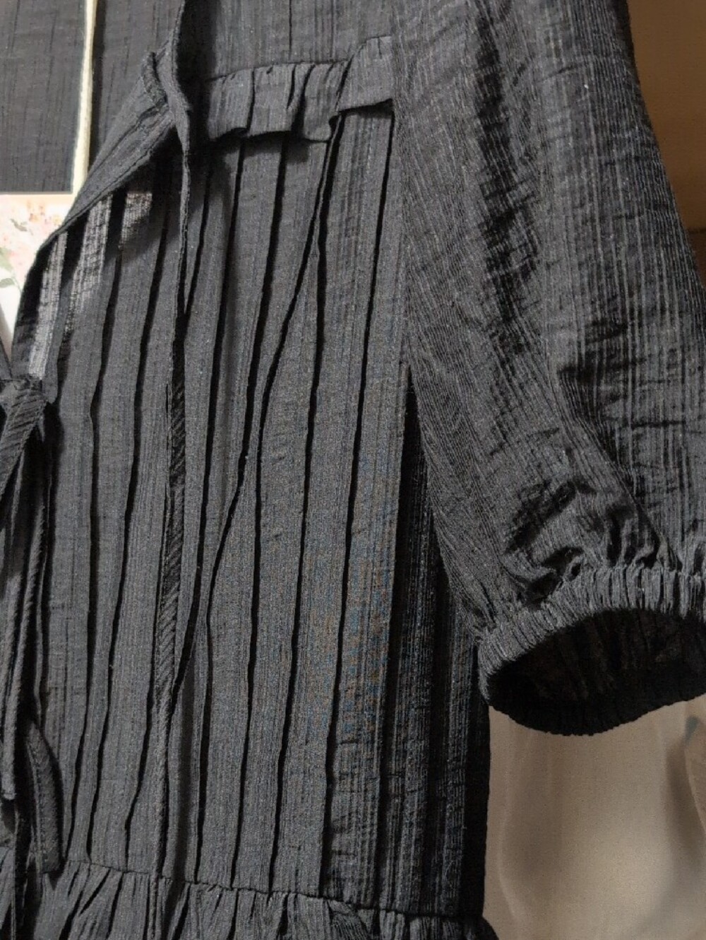 Laura Ashley Black Ruffle-Tiered Peasant Top - Picture 3 of 7